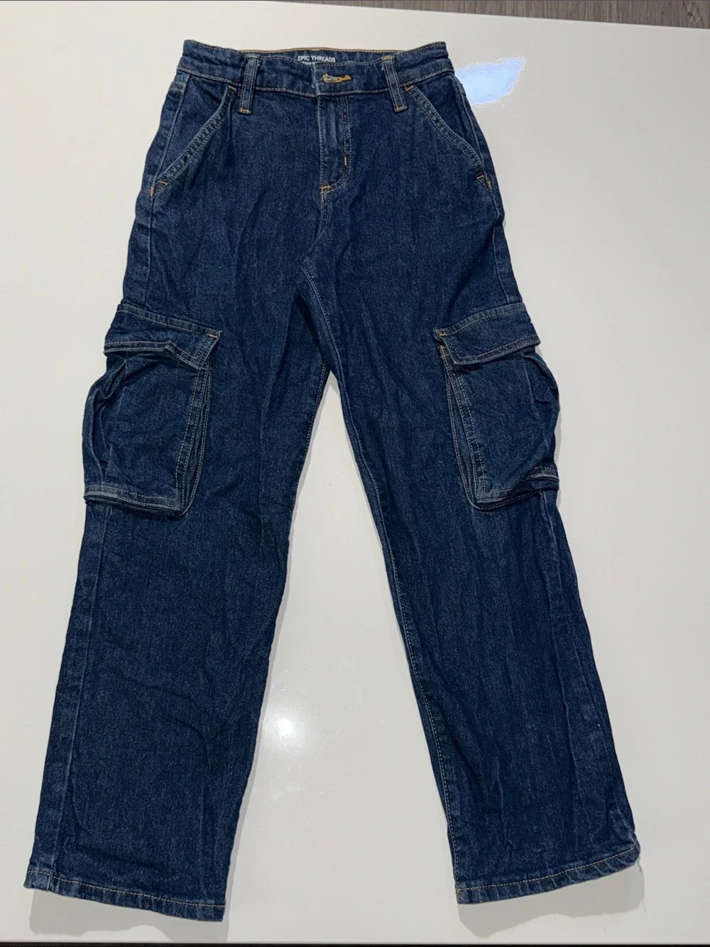 Epic Threads Dark Blue Cargo Jeans with Side Pockets